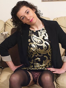 british women; brunette; housewives; slim; stockings; 
