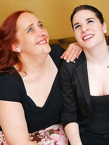brunette; chubby; couple; lesbians; old and young; redhead; 